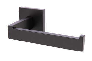 Cofan – Portarrollos Negro Mate | Acero Inoxidable | Diseño Cuadrado | Kit de Fijación Incluido | 16 x 8 x 5,5 cm